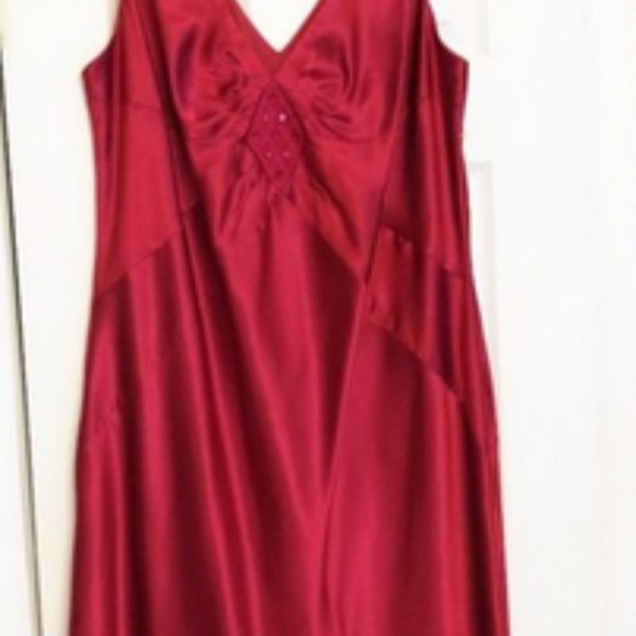 Dress Woman size 16W new polyester Amanda Smith sleeveless sequins red - Picture 1 of 4